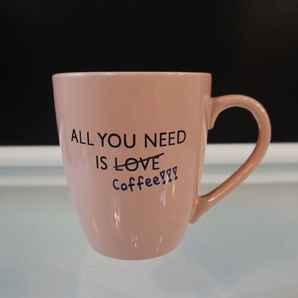 Blush Pink Oversized Mug All You Need Is Coffee 16 oz - Picture 1 of 5